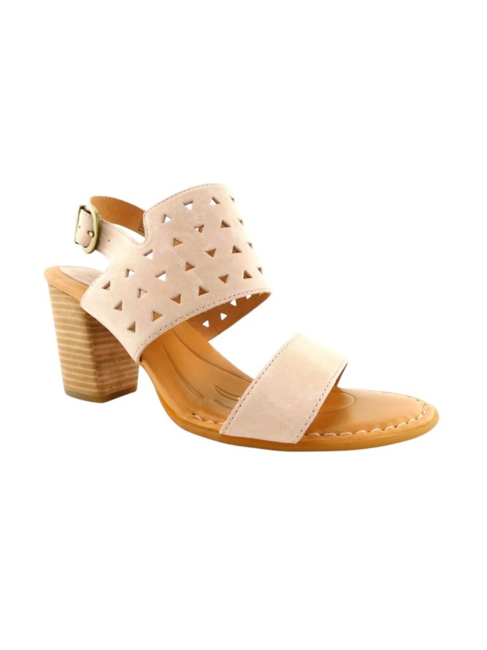 BORN Nude Blush Leather Block Heel Ankle Strap Sling Sandals 10